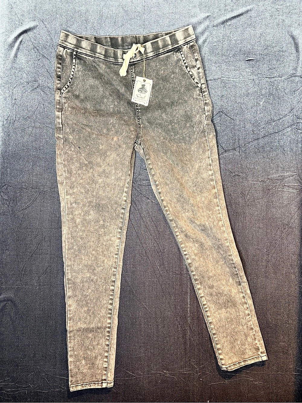 Easel Mineral Washed Drawstring Pants Gray size L